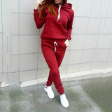 Women Hoodies Pant Clothing Set Casual 2 Piece Set Warm Clothes Solid Tracksuit Women Set Top Pants Ladies Suit