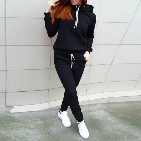 Women Hoodies Pant Clothing Set Casual 2 Piece Set Warm Clothes Solid Tracksuit Women Set Top Pants Ladies Suit