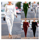 Lossky Women Set knitted suit 2019 Casual Track Suit O-neck Long Sleeve solid Bodycon  women's sports suits spring Autumn Winter