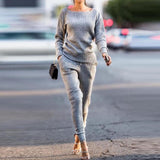 Lossky Women Set knitted suit 2019 Casual Track Suit O-neck Long Sleeve solid Bodycon  women's sports suits spring Autumn Winter