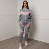 Women Tracksuits 2 Piece Set Reflective Zipper Crop Top Pants Hip Hop Fashion Female Loose Shine Jacket Coat Trousers Plus Size