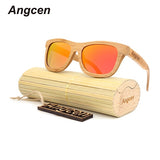 Angcen Ladies Sunglasses Women Polarized Retro Vintage Sun glasses Men wood bamboo sunglasses brand designer square glasses