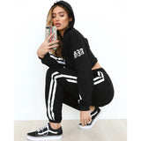 Z&P 2019 Women's Tracksuits 2 Piece Set Black Crop Top And Pants Fashion  Casual Lady Tumblr Long Sleeve Hoodies Pants Suit